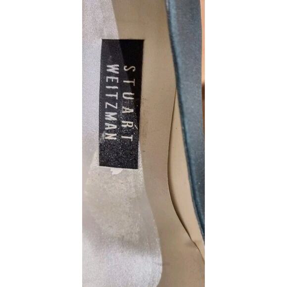 Stuart Weitzman Womens Pumps Size 10B Black Satin Upper Classic Square Toe Heels - Picture 2 of 8